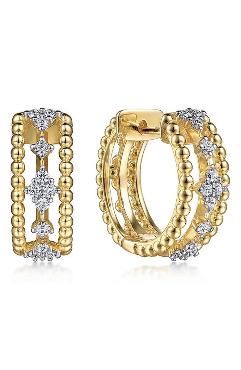 Gabriel & Co. Bujukan Diamond Hoop Earrings, Main, color, Gold