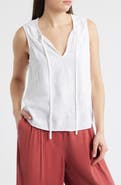 Cloth & Stone Floral Embroidered Split Neck Tank