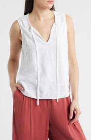 Cloth & Stone Floral Embroidered Split Neck Tank