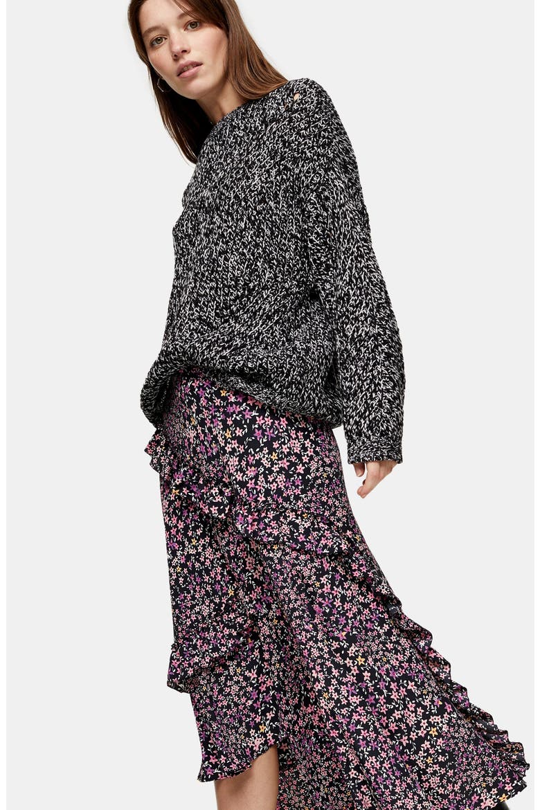 Ditsy Meadow Ruffle High/Low Skirt, Alternate, color, LILAC MULTI