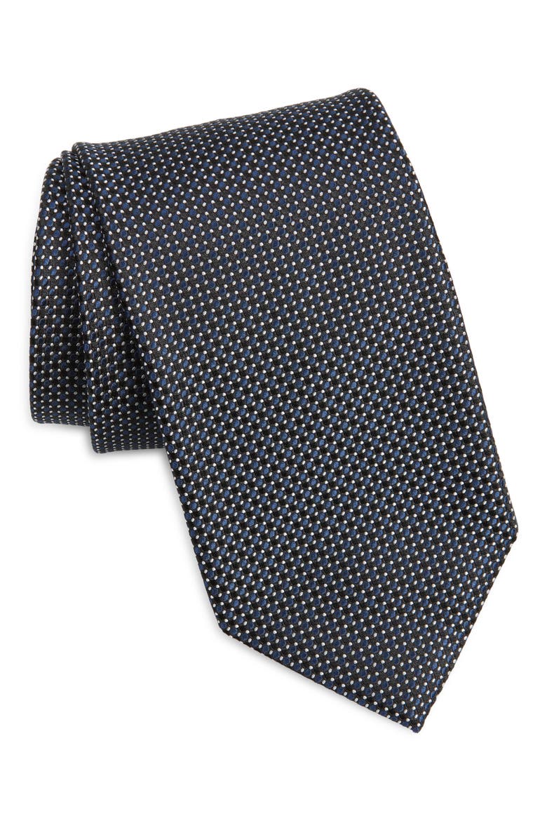 Polka Dot Mulberry Silk Tie, Main, color, HB825 NAVY