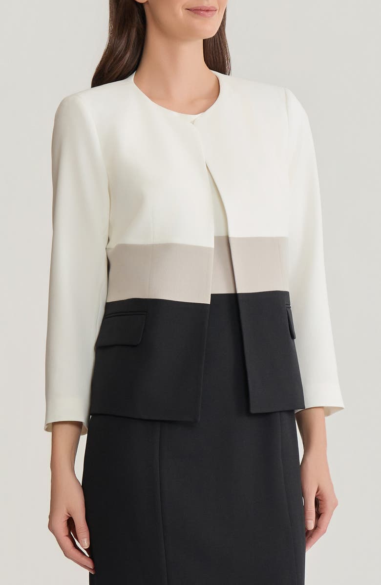 KASPER Colorblock Jacket, Alternate, color, Vanilla Ice Multi