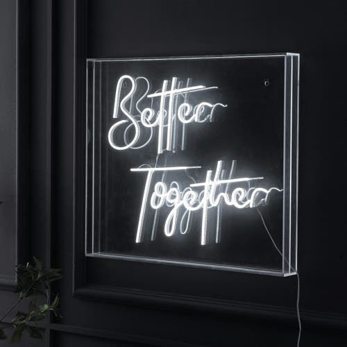 Jonathan Y Better Together 23.63" X 20" Contemporary Glam Acrylic Box Usb Operated Led Neon Light, W In White