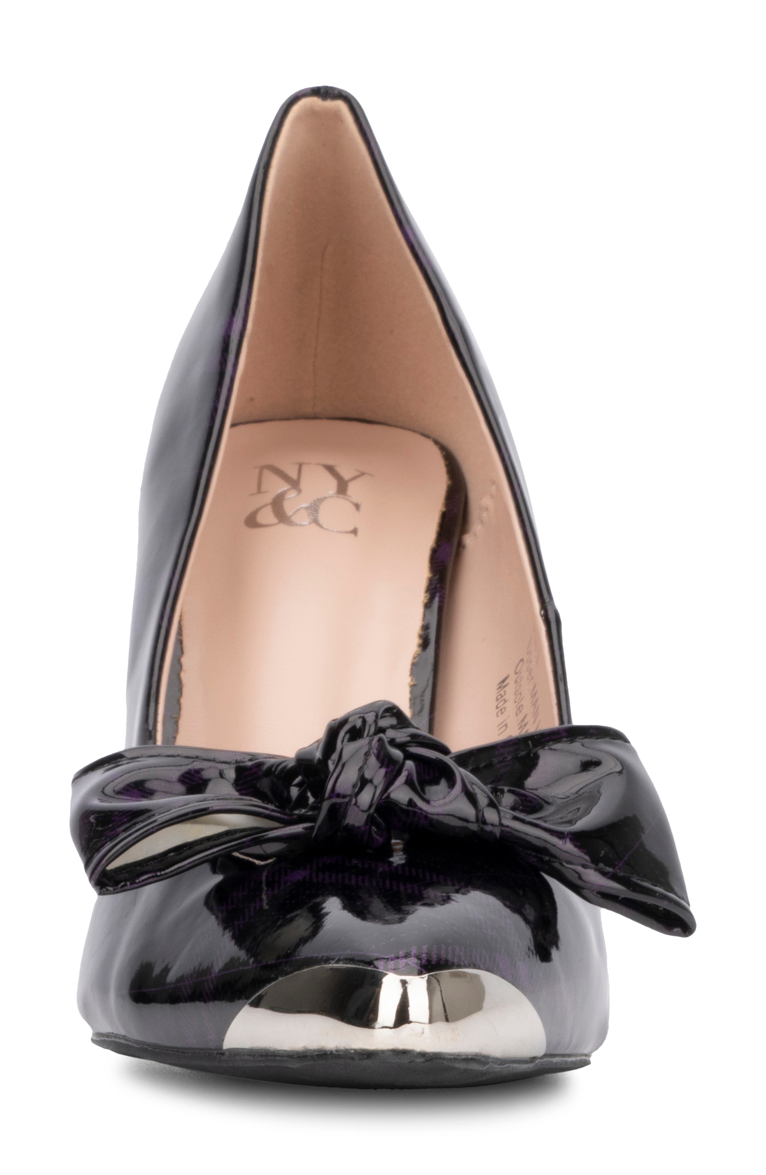 NEW YORK AND COMPANY Wendy Metal Accent Bow Pump, Alternate, color, Purple