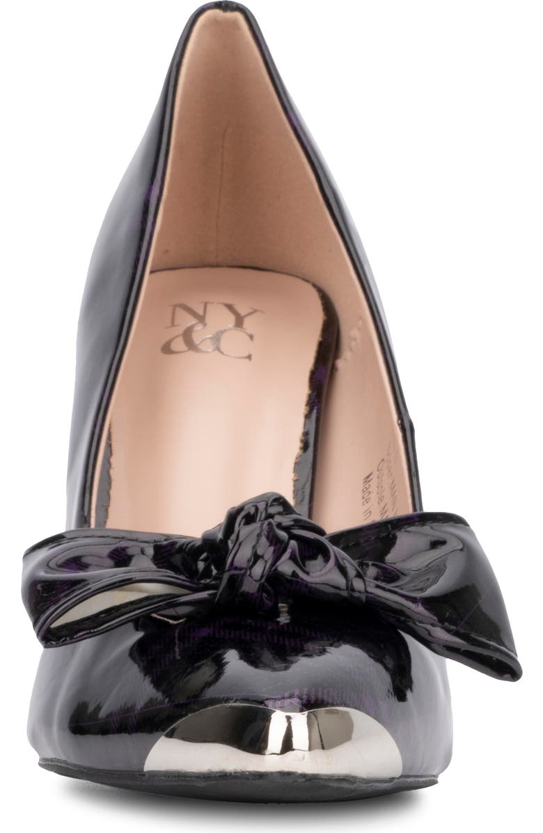 NEW YORK AND COMPANY Wendy Metal Accent Bow Pump, Alternate, color, Purple