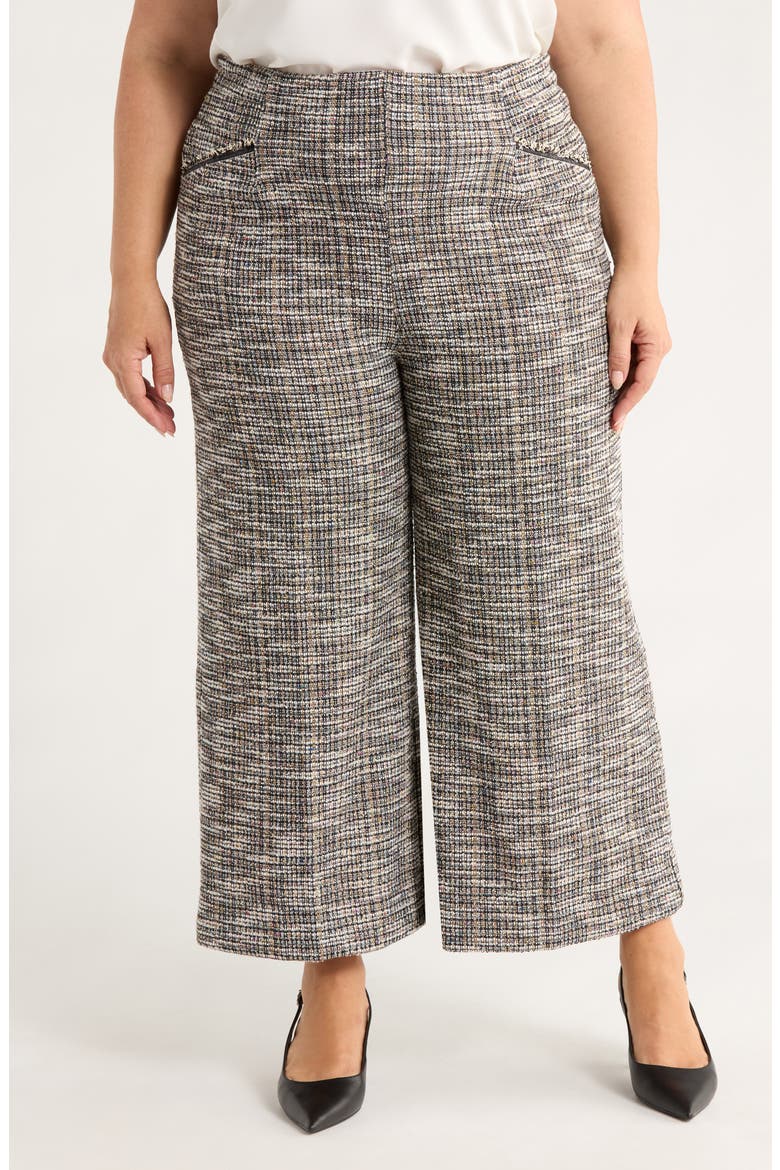 High Waist Ankle Palazzo Stretch Tweed Pants, Main, color, MULTI COLOR