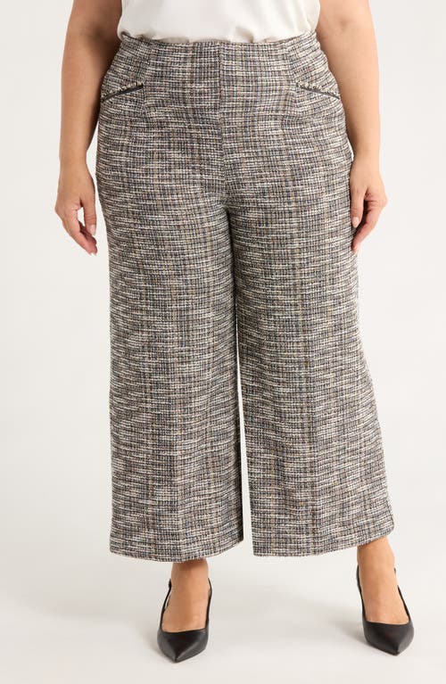 Lyssé Lysse High Waist Ankle Palazzo Stretch Tweed Pants In Gray