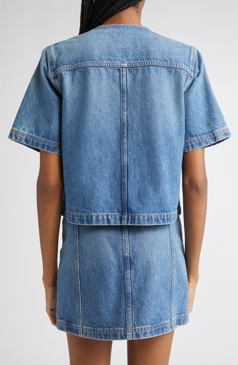 Ulla Johnson The Serge Double Breasted Denim Shirt, Alternate, color, Danube