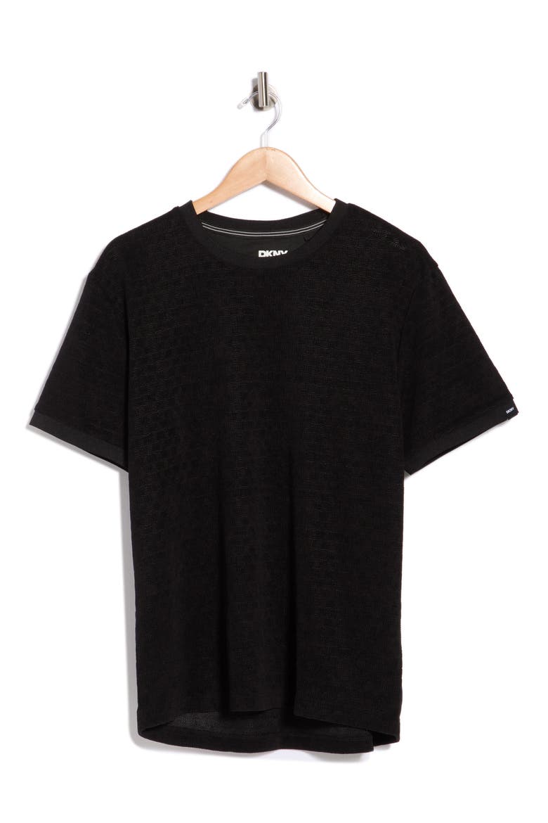 Checkerboard Mesh T-Shirt, Alternate, color, BLACK