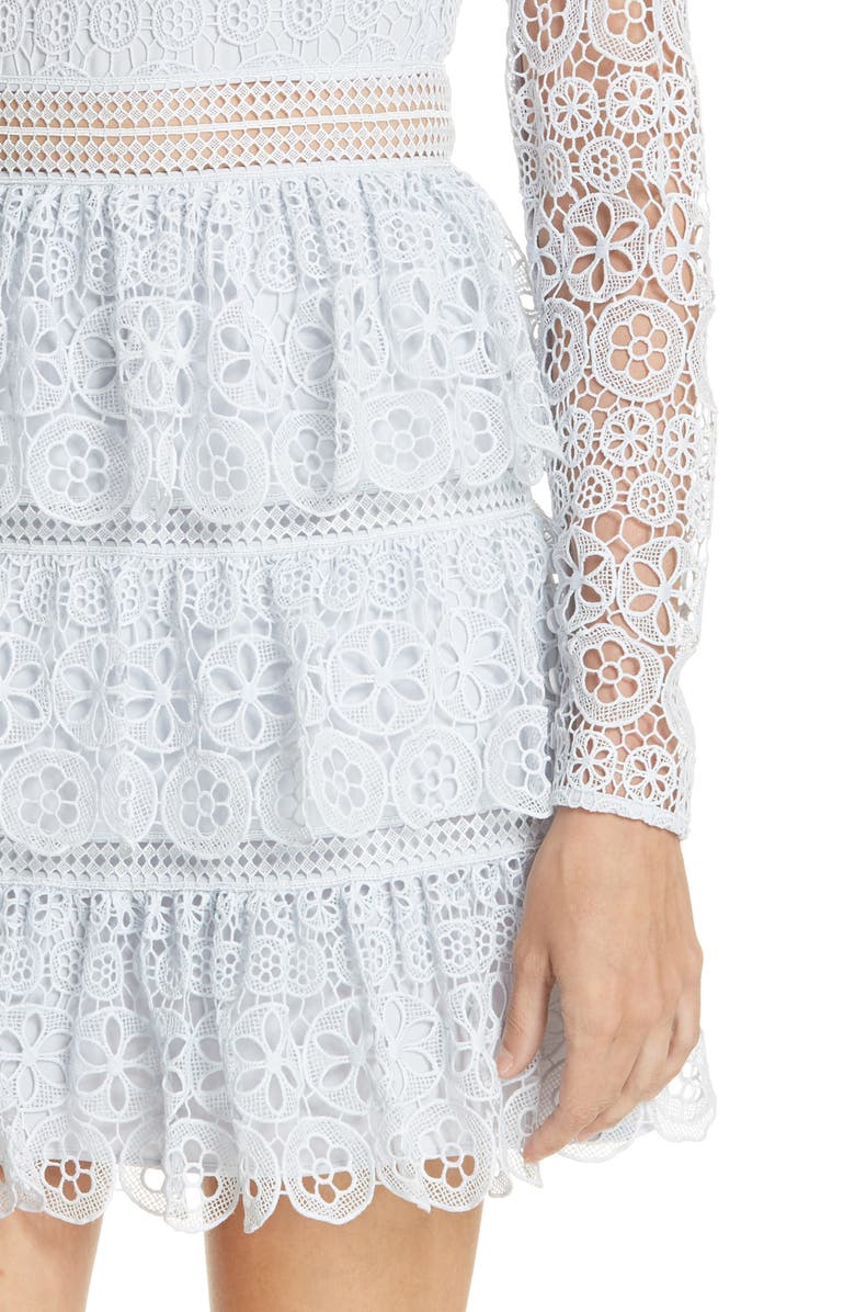 Self-Portrait Tiered Scalloped Lace Dress, Alternate, color, 