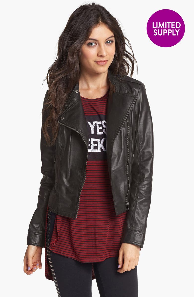 Collection B Leather Moto Jacket, Alternate, color, 