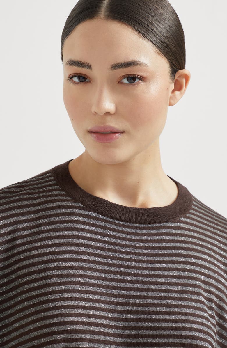 Brunello Cucinelli Lightweight knit T-shirt, Alternate, color, Cocoa