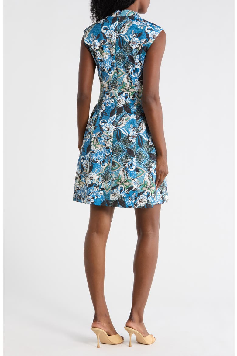 Floral Sleeveless Scuba Fit & Flare Dress, Alternate, color, BLUE MULTI