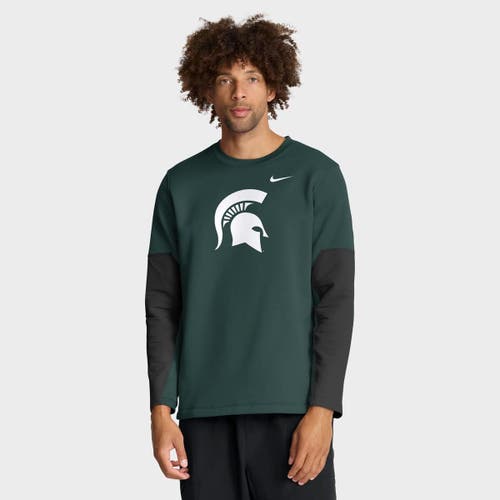 Nike Green Michigan State Spartans 2025 Sideline Coach Performance Long Sleeve T-shirt In Green