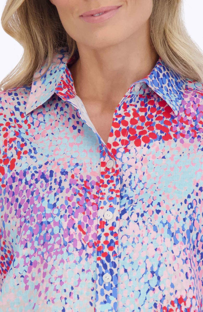 Foxcroft Meghan Multicolor Cotton Button-Up Shirt, Alternate, color, Blue Multi