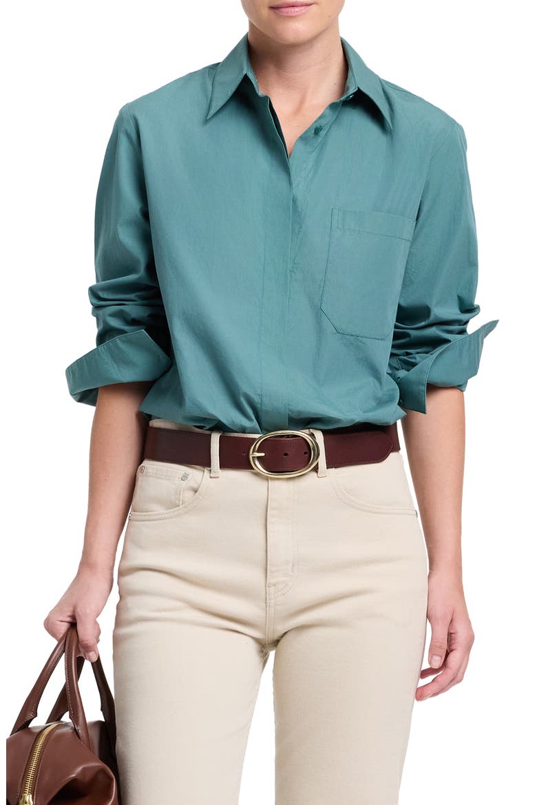 Cowboy Update Cotton Button Front Shirt, Main, color, SEA PINE