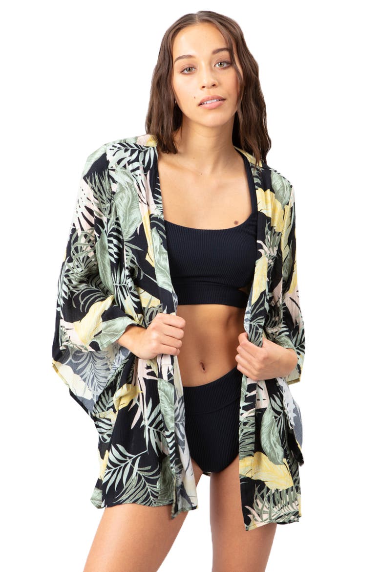 Coastal Palms Cover-Up Wrap, Alternate, color, BLACK