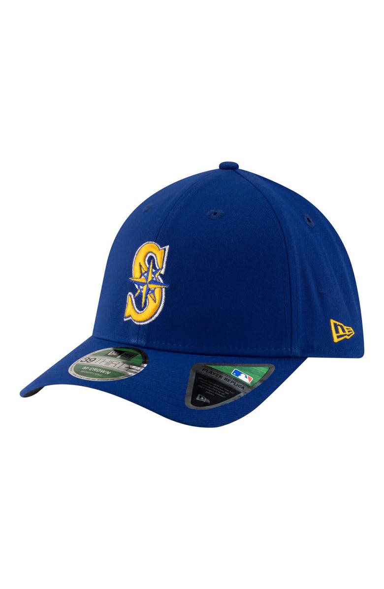 New Era Men's New Era  Blue Seattle Mariners Player Replica 39THIRTY M-Crown Flex Hat, Main, color, Blue