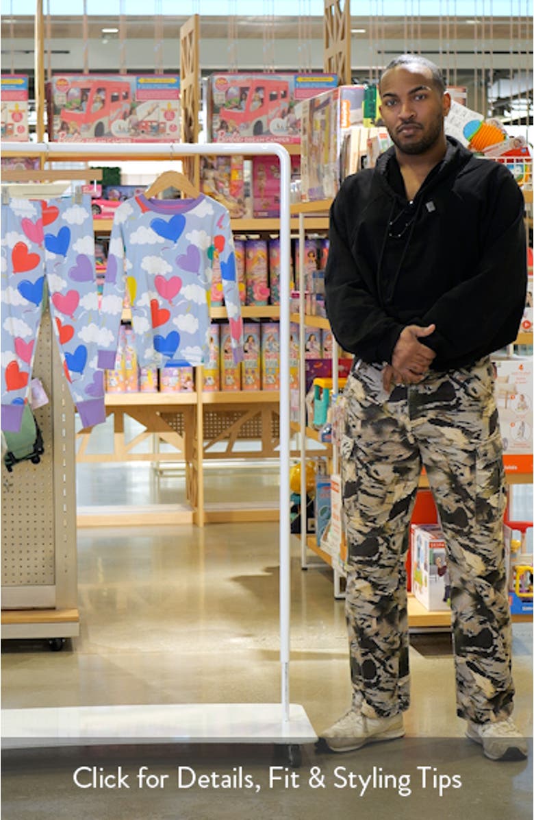 Kids' Heart Print Glow in the Dark Fitted Two-Piece Pajamas, sales video thumbnail