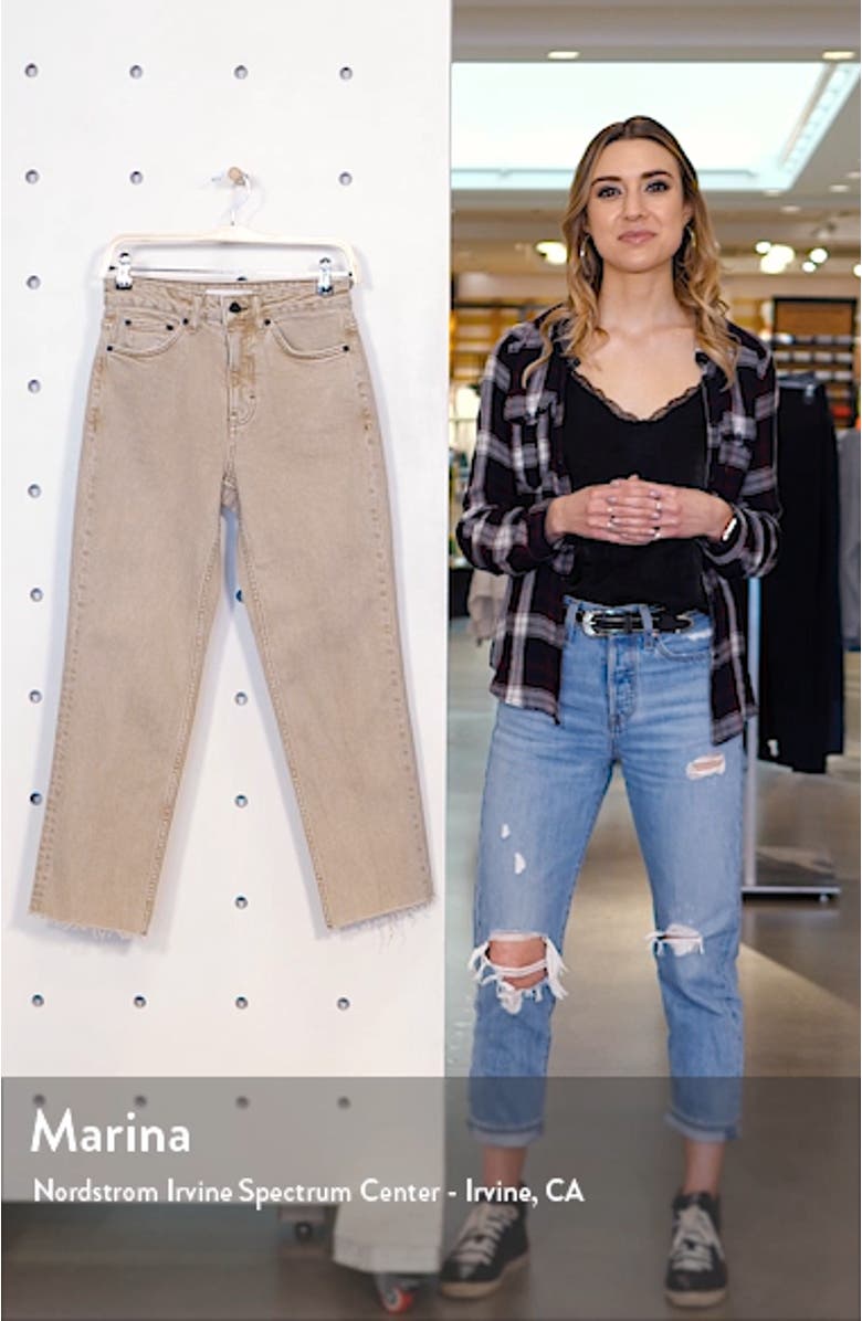 Raw Hem High Waist Straight Leg Jeans, sales video thumbnail