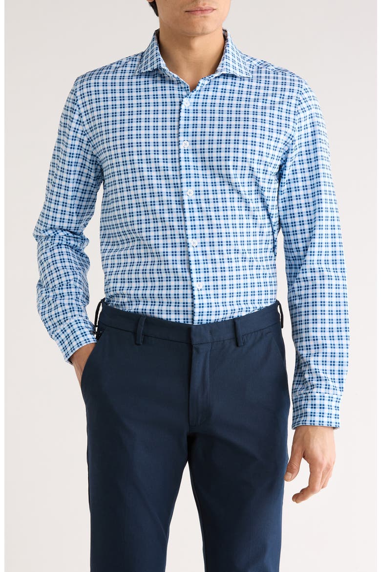 Plaid Stretch Button-Up Shirt, Main, color, WHITE