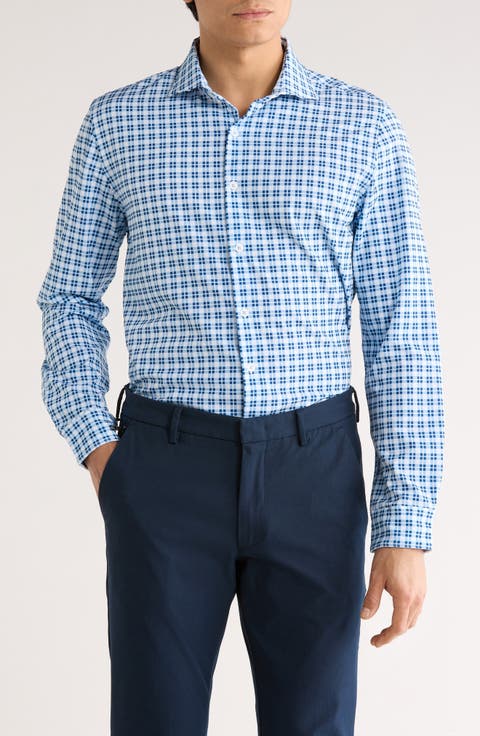 Plaid Stretch Button-Up Shirt