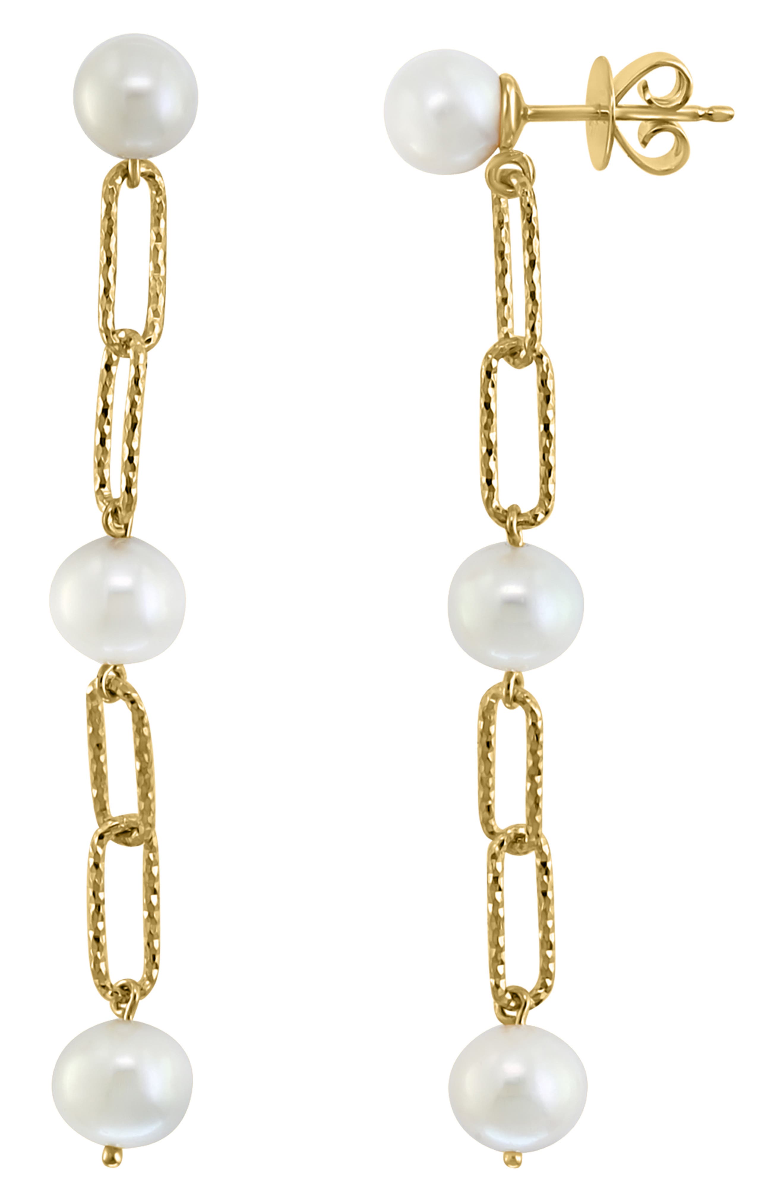 EFFY Paper Clip Freshwater Pearl Drop Earrings