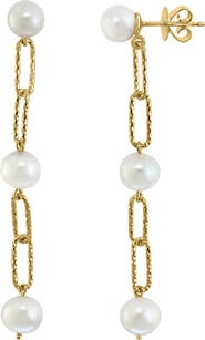 EFFY Paper Clip Freshwater Pearl Drop Earrings
