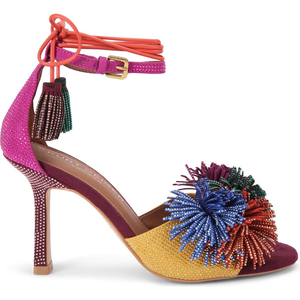 Kurt Geiger London Pompom Ankle Strap Sandal In Red