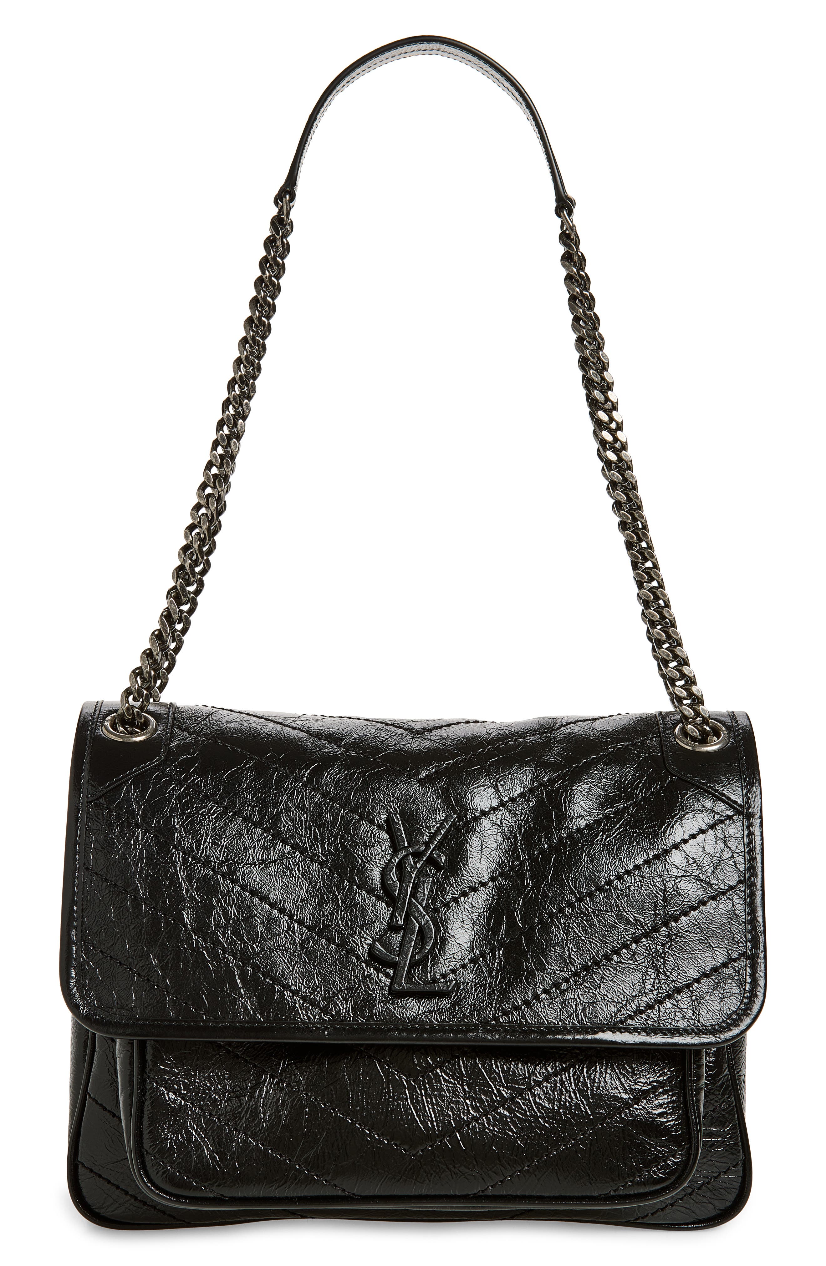Medium Niki Matelassé Leather Shoulder Bag, Main, color, 1000-NERO