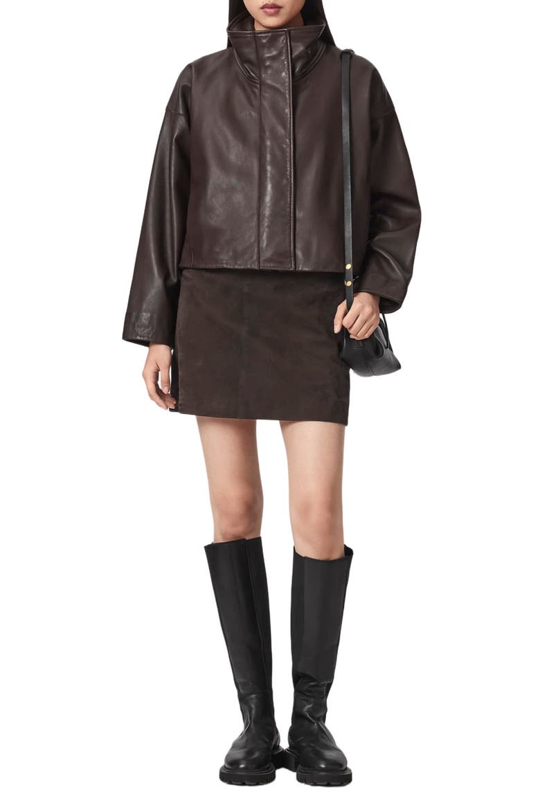 Renai Suede Miniskirt, Alternate, color, BITTER BROWN