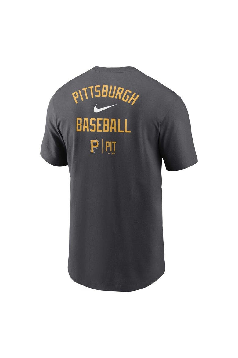 Men's Nike Charcoal Pittsburgh Pirates Logo Sketch Bar T-Shirt, Alternate, color, Charcoal
