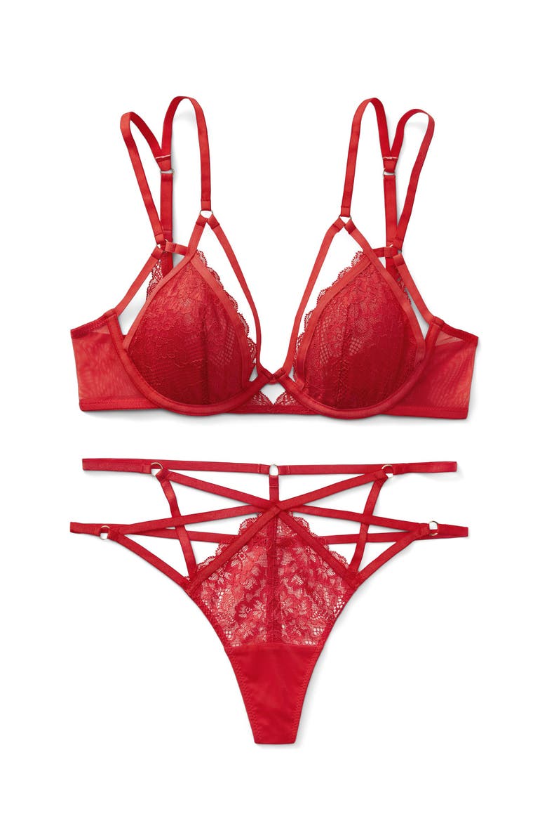 Adore Me Vianna Unlined Plunge Bra, Alternate, color, Dark Red