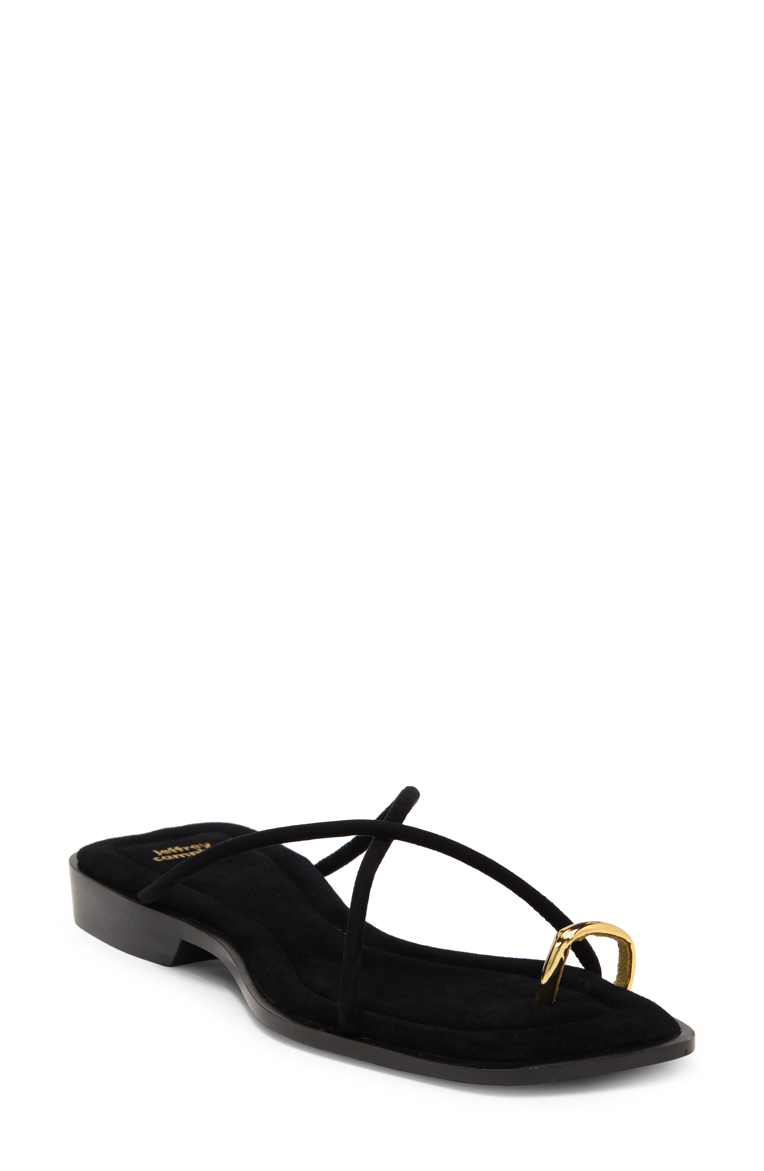 Islander Slide Sandal, Main, color, BLACK SUEDE GOLD