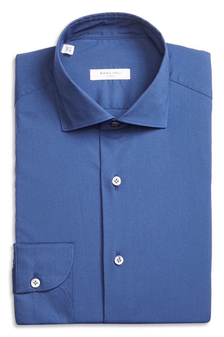 Trim Fit Stretch Cotton Button-Up Shirt, Alternate, color, NAVY