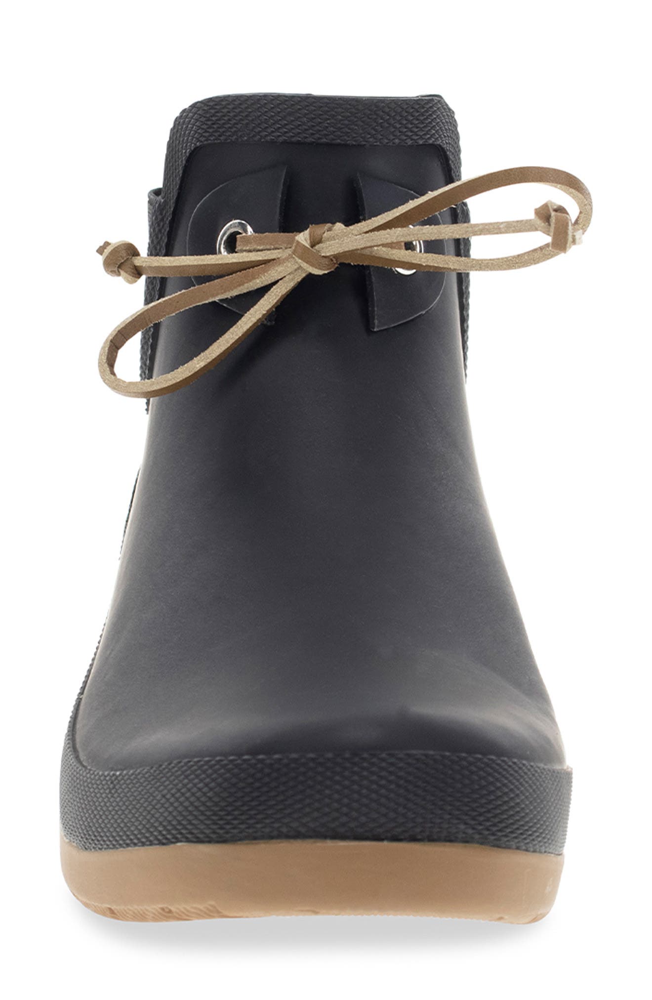 Chooka Downtown Tie Ankle Waterproof Rain Boot, Alternate, color, Black