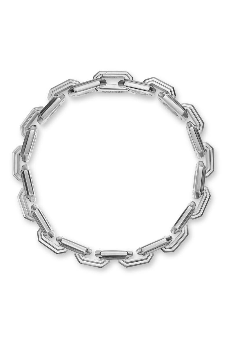 Men's Faceted Flat Link Bracelet, Alternate, color, SILVER PAVE