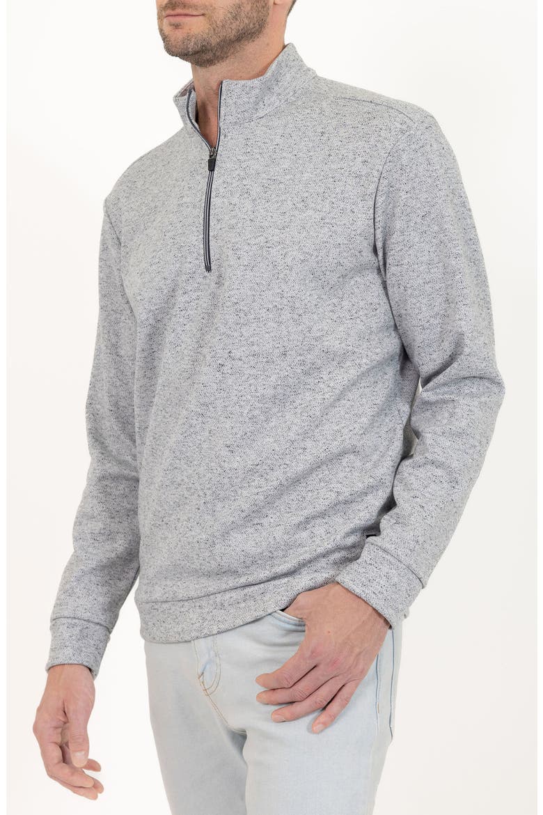 Casual Quarter Zip Pullover Sweater, Alternate, color, WHITE MARLED