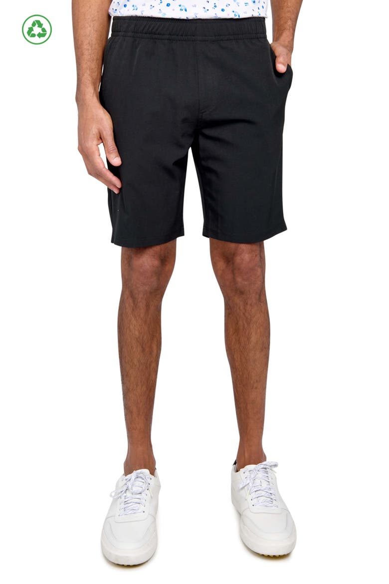 Regular Fit Solid Recycled Performance Drawstring Golf Shorts, Main, color, BLACK