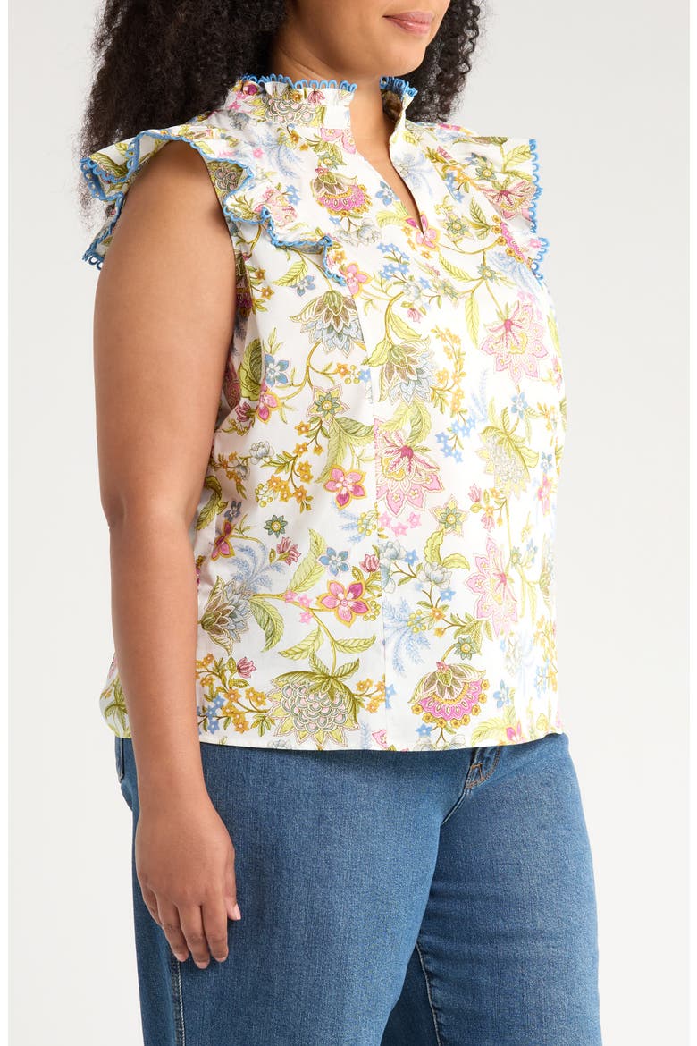 Pany Floral Print Top, Alternate, color, IVORY/ PINK/ GREEN/ BLUE