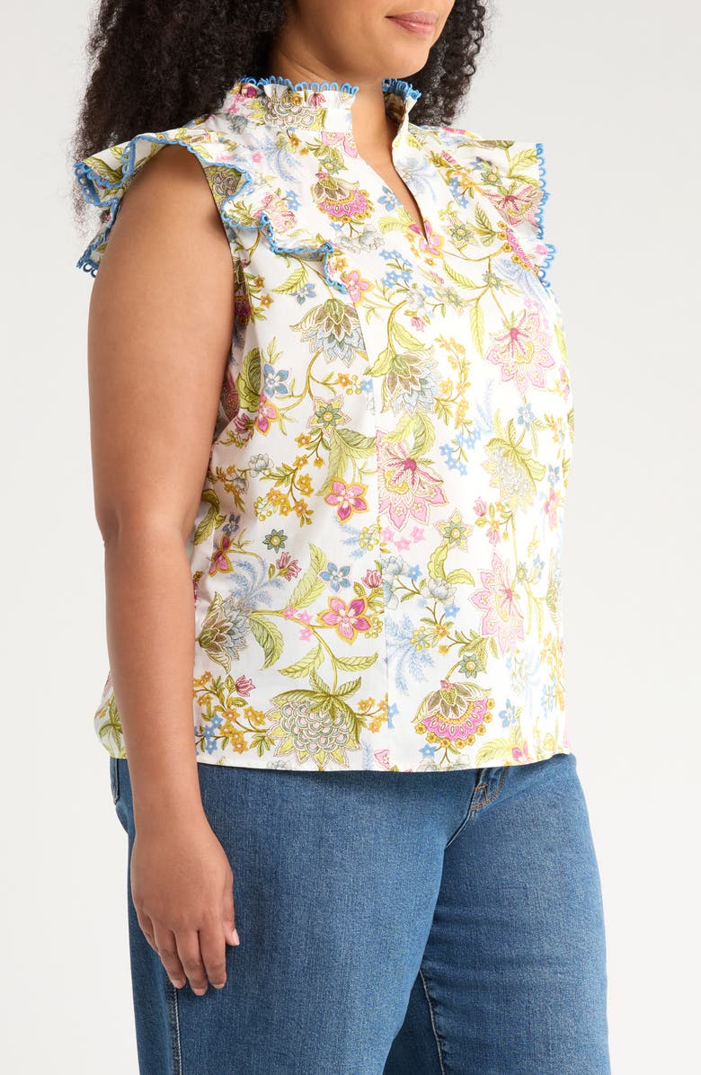 SUGARLIPS Pany Floral Print Top, Alternate, color, Ivory/ Pink/ Green/ Blue