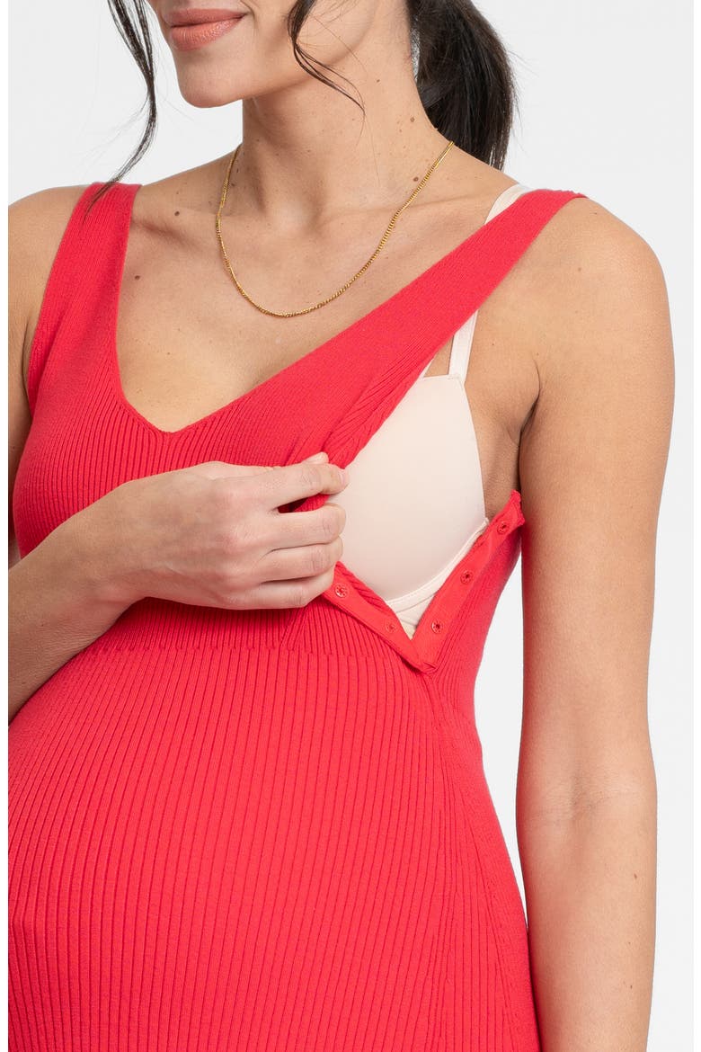 Rib Maternity/Nursing Midi Sweater Dress, Alternate, color, RASPBERRY