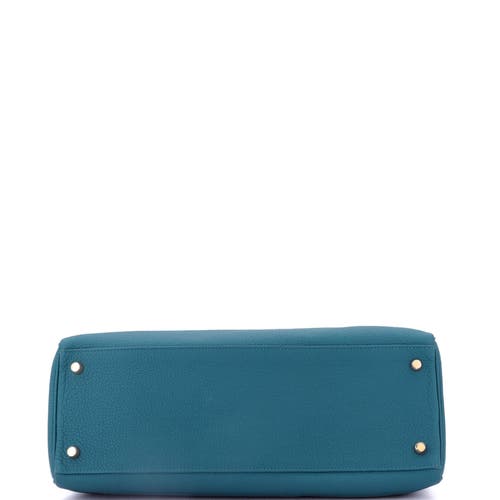 Pre-owned Hermes Hermes Kelly Handbag Blue Togo With Gold Hardware 35 In Blue