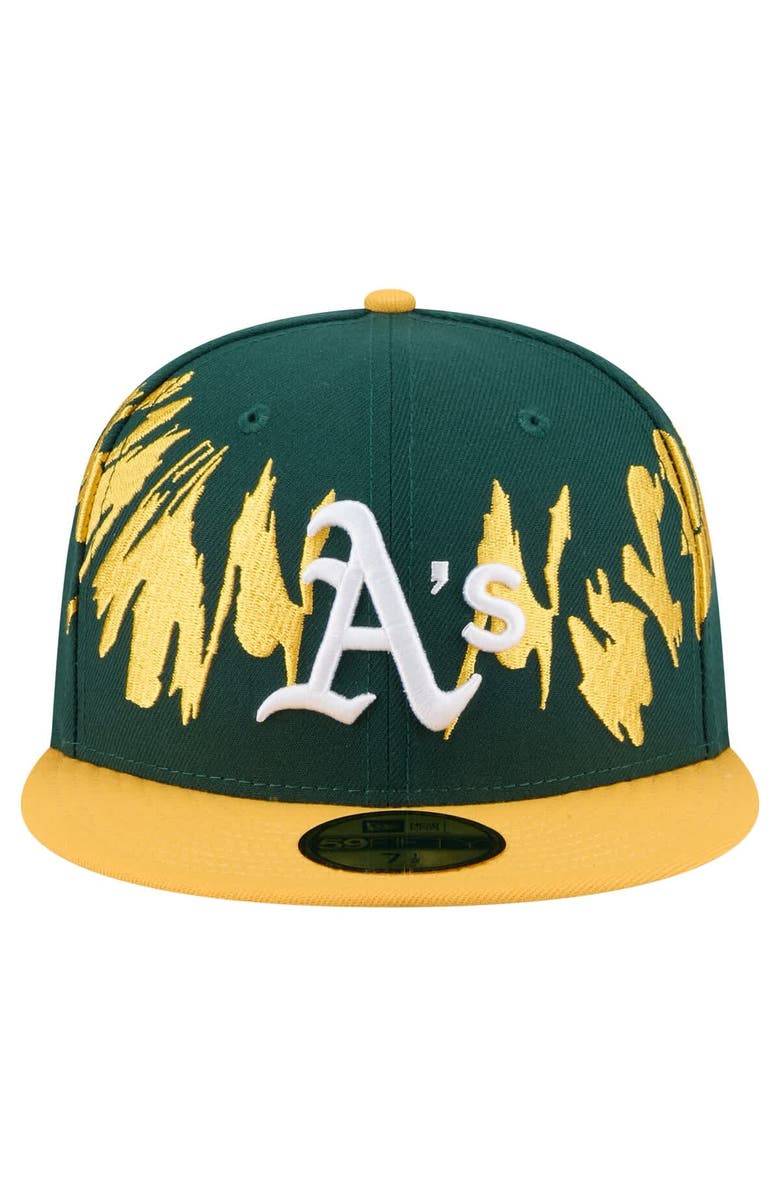 New Era Men's New Era Green/Gold Athletics Retro Pattern 59FIFTY Fitted Hat, Alternate, color, Green