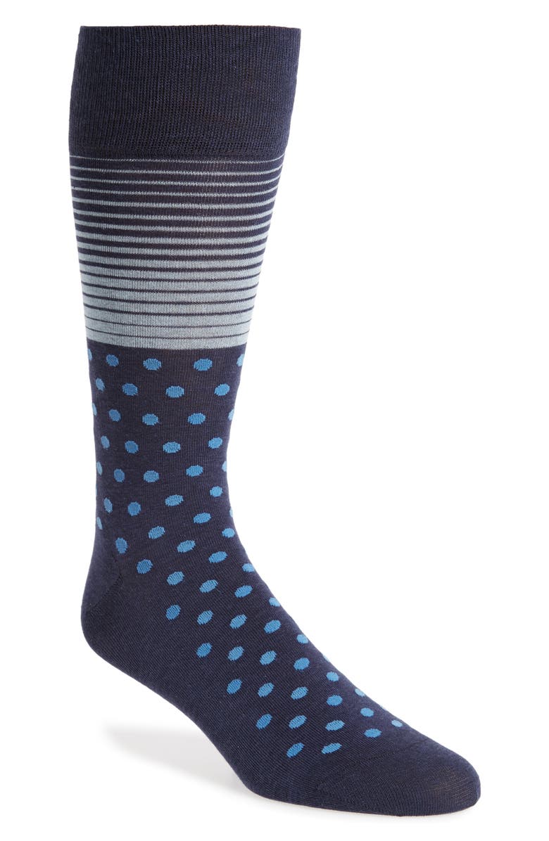 Cole Haan Stripe & Dot Socks, Main, color, Marine Blue
