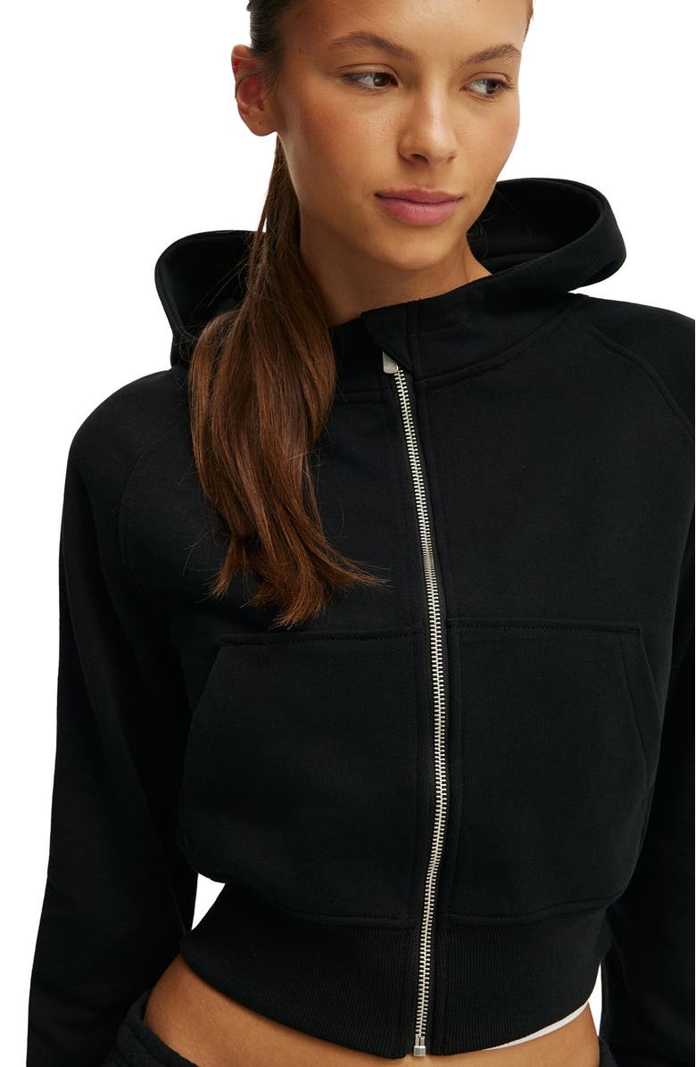 COTTON ON BODY Women's Active Raglan Zip Through Hoodie, Alternate, color, Black