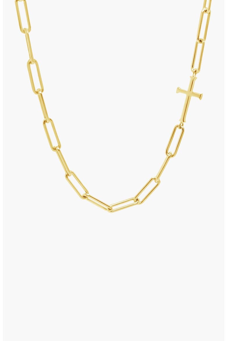 Chain Breaker Cross Necklace, Main, color, 18k Gold Plated