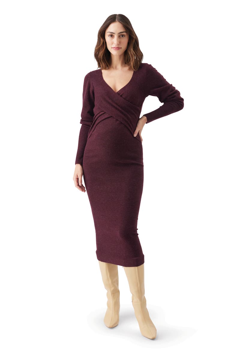 Heidi Nursing Knit Dress, Alternate, color, Burgundy