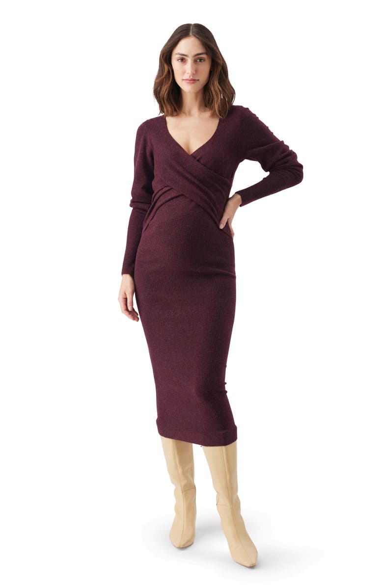 Ripe Maternity Heidi Nursing Knit Dress, Alternate, color, Burgundy