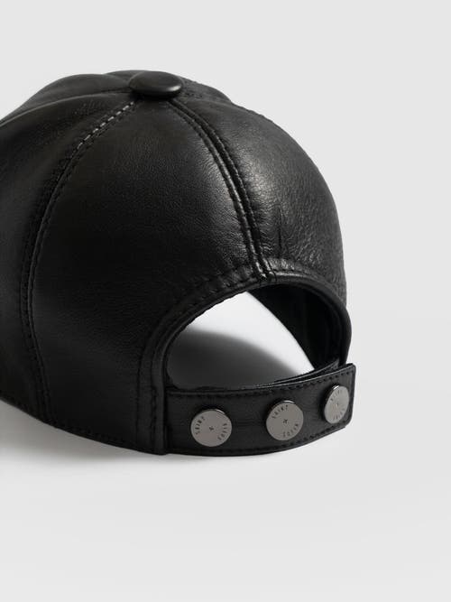 Saint And Sofia Saint + Sofia Avalon Leather Baseball Cap In Black